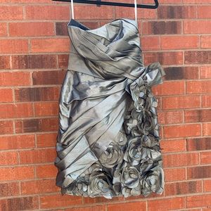 Custom Made Grey Formal Midi Dress